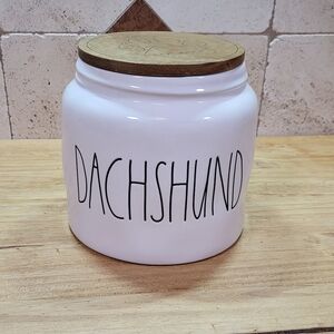 Rae Dunn White Ceramic Dachsund Dog Treat Jar